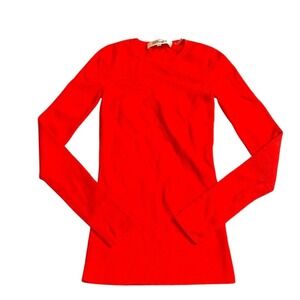 Diane von Furstenberg‎ Red Long Sleeve Cutout Knit Top Size Small